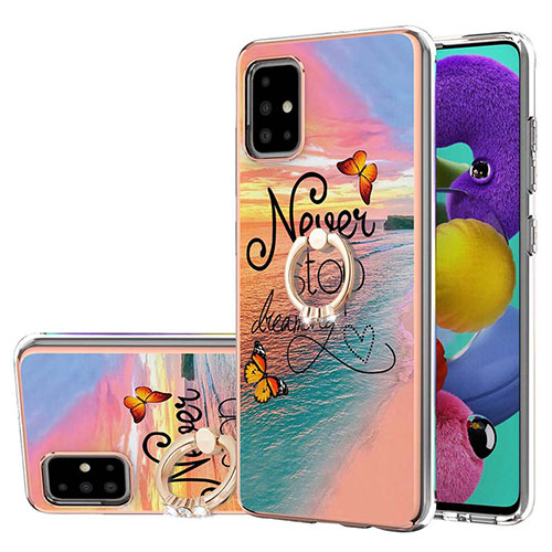 Silicone Candy Rubber Gel Fashionable Pattern Soft Case Cover with Finger Ring Stand Y03B for Samsung Galaxy A51 4G Mixed