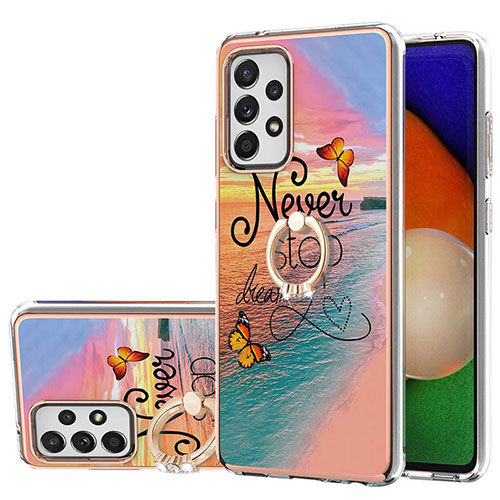 Silicone Candy Rubber Gel Fashionable Pattern Soft Case Cover with Finger Ring Stand Y03B for Samsung Galaxy A52s 5G Mixed