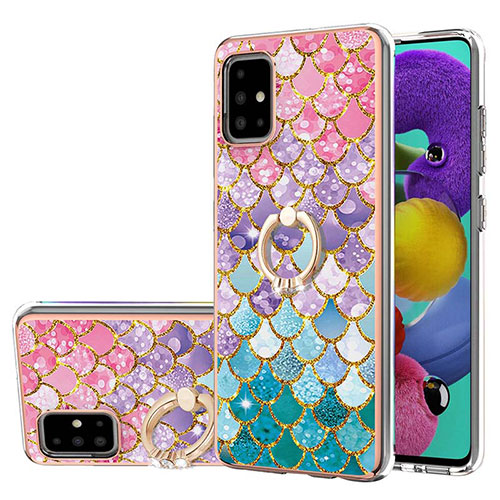 Silicone Candy Rubber Gel Fashionable Pattern Soft Case Cover with Finger Ring Stand Y03B for Samsung Galaxy M40S Colorful