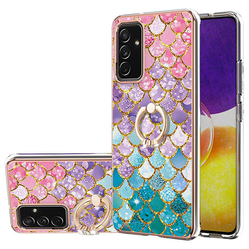 Silicone Candy Rubber Gel Fashionable Pattern Soft Case Cover with Finger Ring Stand Y03B for Samsung Galaxy S23 FE 5G Colorful