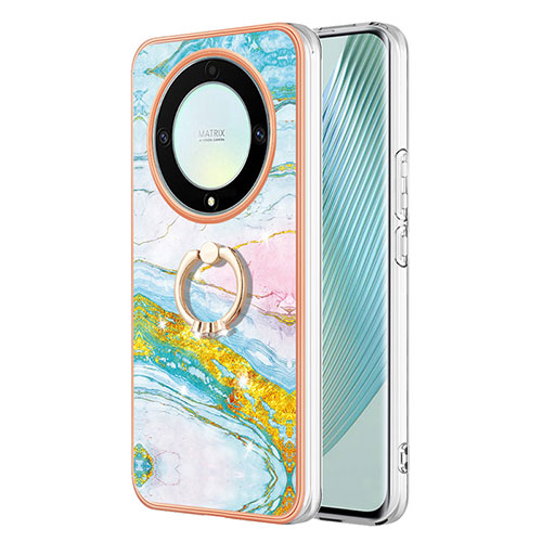 Silicone Candy Rubber Gel Fashionable Pattern Soft Case Cover with Finger Ring Stand Y05B for Huawei Honor X9a 5G Colorful
