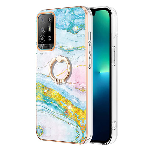 Silicone Candy Rubber Gel Fashionable Pattern Soft Case Cover with Finger Ring Stand Y05B for Oppo A95 5G Colorful