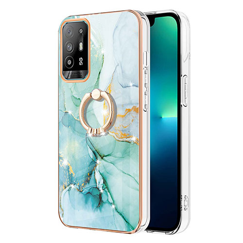 Silicone Candy Rubber Gel Fashionable Pattern Soft Case Cover with Finger Ring Stand Y05B for Oppo F19 Pro+ Plus 5G Green