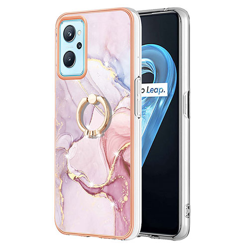 Silicone Candy Rubber Gel Fashionable Pattern Soft Case Cover with Finger Ring Stand Y05B for Oppo K10 4G Pink