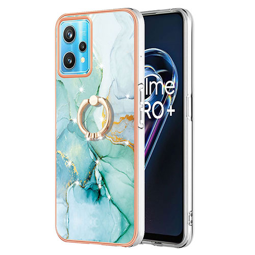 Silicone Candy Rubber Gel Fashionable Pattern Soft Case Cover with Finger Ring Stand Y05B for Realme 9 Pro 5G Green