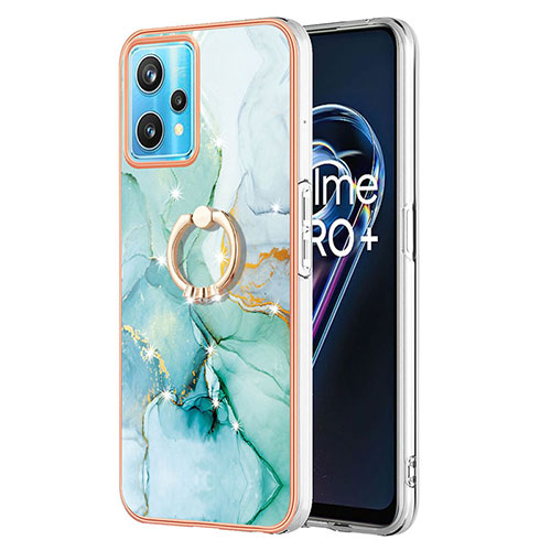 Silicone Candy Rubber Gel Fashionable Pattern Soft Case Cover with Finger Ring Stand Y05B for Realme 9 Pro+ Plus 5G Green