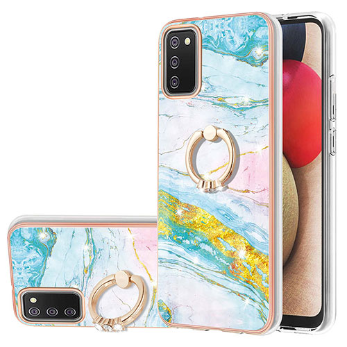 Silicone Candy Rubber Gel Fashionable Pattern Soft Case Cover with Finger Ring Stand Y05B for Samsung Galaxy A03s Colorful