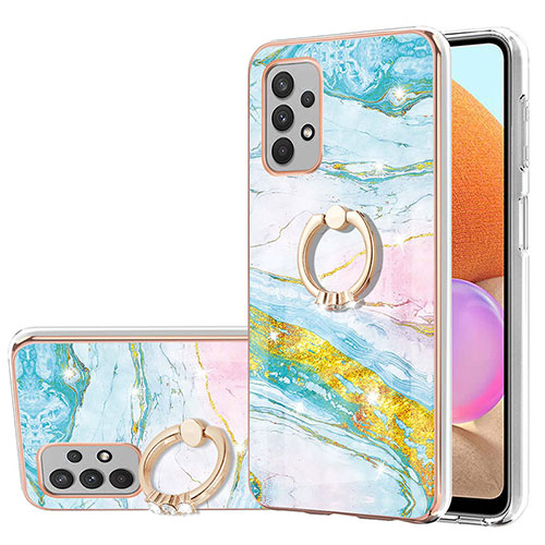 Silicone Candy Rubber Gel Fashionable Pattern Soft Case Cover with Finger Ring Stand Y05B for Samsung Galaxy A32 4G Colorful