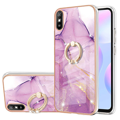 Silicone Candy Rubber Gel Fashionable Pattern Soft Case Cover with Finger Ring Stand Y05B for Xiaomi Redmi 9A Clove Purple