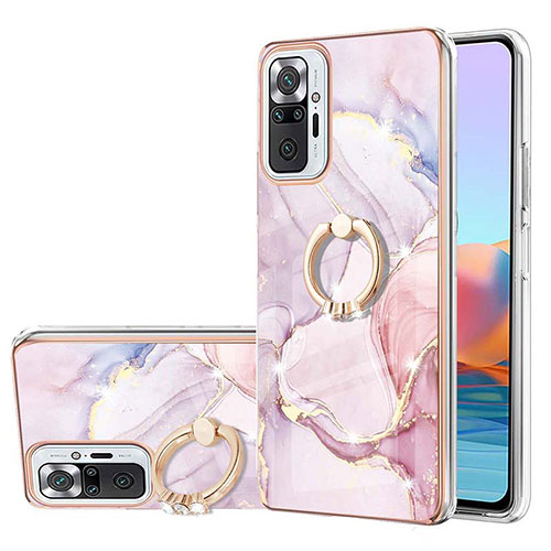 Silicone Candy Rubber Gel Fashionable Pattern Soft Case Cover with Finger Ring Stand Y05B for Xiaomi Redmi Note 10 Pro 4G Pink