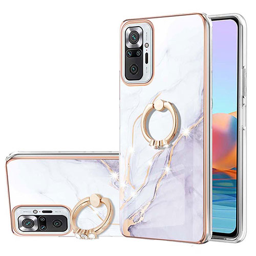 Silicone Candy Rubber Gel Fashionable Pattern Soft Case Cover with Finger Ring Stand Y05B for Xiaomi Redmi Note 10 Pro Max White