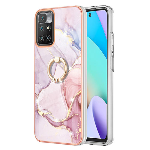 Silicone Candy Rubber Gel Fashionable Pattern Soft Case Cover with Finger Ring Stand Y05B for Xiaomi Redmi Note 11 4G (2021) Pink