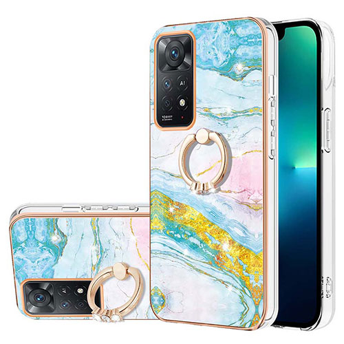 Silicone Candy Rubber Gel Fashionable Pattern Soft Case Cover with Finger Ring Stand Y05B for Xiaomi Redmi Note 11 4G (2022) Colorful