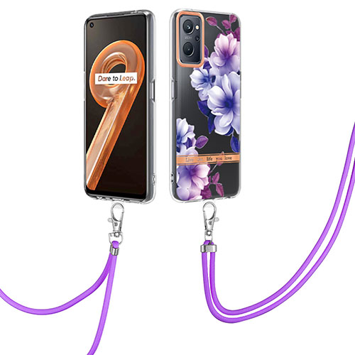 Silicone Candy Rubber Gel Fashionable Pattern Soft Case Cover with Finger Ring Stand Y06B for Oppo A96 4G Purple