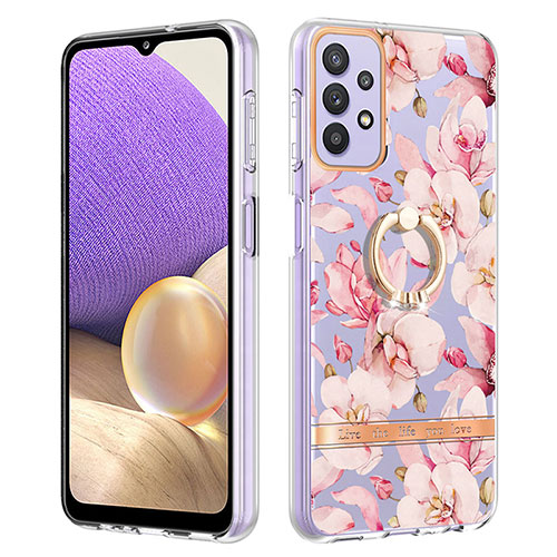 Silicone Candy Rubber Gel Fashionable Pattern Soft Case Cover with Finger Ring Stand Y06B for Samsung Galaxy A13 4G Pink