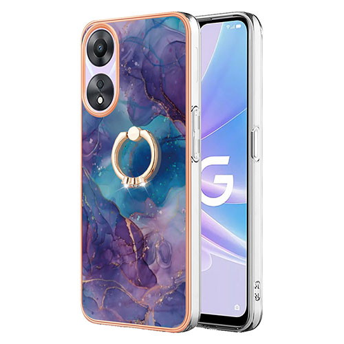 Silicone Candy Rubber Gel Fashionable Pattern Soft Case Cover with Finger Ring Stand YB1 for Oppo A78 5G Purple