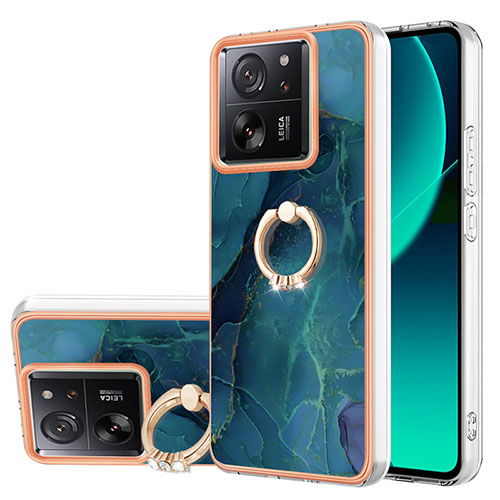 Silicone Candy Rubber Gel Fashionable Pattern Soft Case Cover with Finger Ring Stand YB1 for Xiaomi Redmi K60 Ultra 5G Green