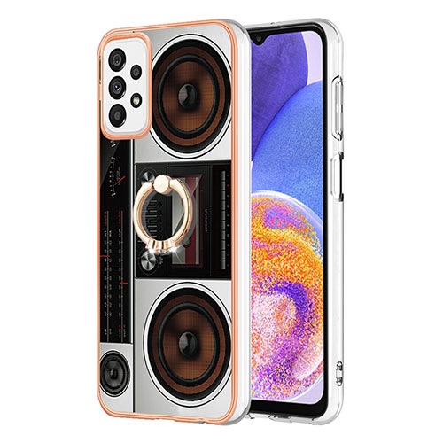 Silicone Candy Rubber Gel Fashionable Pattern Soft Case Cover with Finger Ring Stand YB2 for Samsung Galaxy A72 5G Colorful