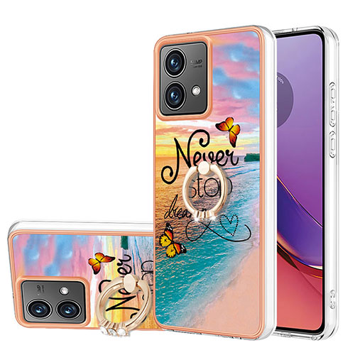 Silicone Candy Rubber Gel Fashionable Pattern Soft Case Cover with Finger Ring Stand YB3 for Motorola Moto G84 5G Mixed