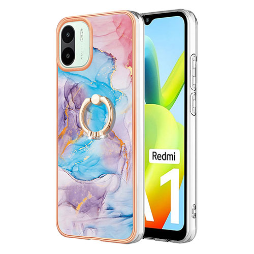 Silicone Candy Rubber Gel Fashionable Pattern Soft Case Cover with Finger Ring Stand YB3 for Xiaomi Redmi A1 Blue