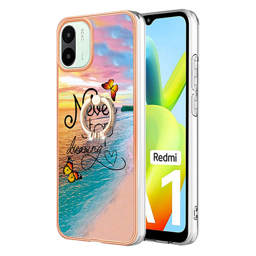 Silicone Candy Rubber Gel Fashionable Pattern Soft Case Cover with Finger Ring Stand YB3 for Xiaomi Redmi A2 Mixed