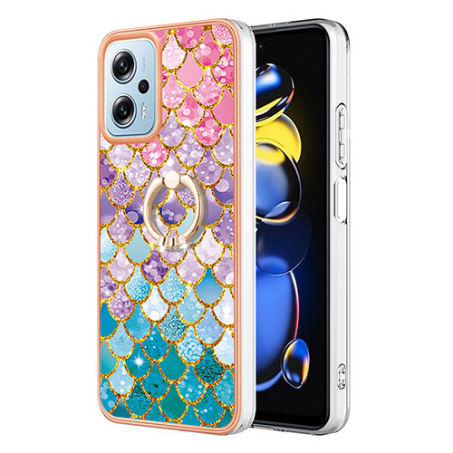 Silicone Candy Rubber Gel Fashionable Pattern Soft Case Cover with Finger Ring Stand YB3 for Xiaomi Redmi K50i 5G Colorful