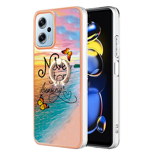 Silicone Candy Rubber Gel Fashionable Pattern Soft Case Cover with Finger Ring Stand YB3 for Xiaomi Redmi Note 11 Pro+ Plus 5G Mixed