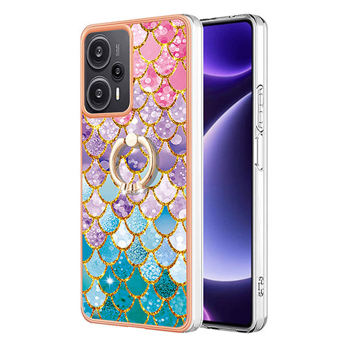 Silicone Candy Rubber Gel Fashionable Pattern Soft Case Cover with Finger Ring Stand YB3 for Xiaomi Redmi Note 12 Turbo 5G Colorful