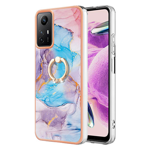 Silicone Candy Rubber Gel Fashionable Pattern Soft Case Cover with Finger Ring Stand YB3 for Xiaomi Redmi Note 12S Blue