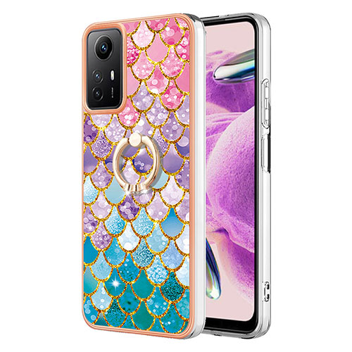 Silicone Candy Rubber Gel Fashionable Pattern Soft Case Cover with Finger Ring Stand YB3 for Xiaomi Redmi Note 12S Colorful