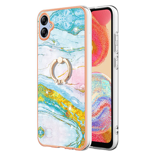 Silicone Candy Rubber Gel Fashionable Pattern Soft Case Cover with Finger Ring Stand YB5 for Samsung Galaxy F04 Colorful