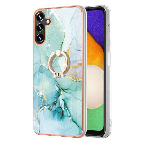 Silicone Candy Rubber Gel Fashionable Pattern Soft Case Cover with Finger Ring Stand YB5 for Samsung Galaxy Quantum4 5G Green