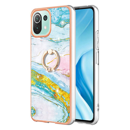 Silicone Candy Rubber Gel Fashionable Pattern Soft Case Cover with Finger Ring Stand YB5 for Xiaomi Mi 11 Lite 5G Colorful
