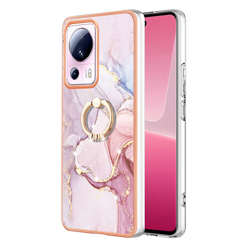 Silicone Candy Rubber Gel Fashionable Pattern Soft Case Cover with Finger Ring Stand YB5 for Xiaomi Mi 12 Lite NE 5G Pink