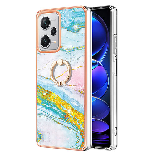 Silicone Candy Rubber Gel Fashionable Pattern Soft Case Cover with Finger Ring Stand YB5 for Xiaomi Redmi Note 12 Explorer Colorful