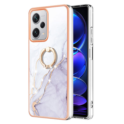 Silicone Candy Rubber Gel Fashionable Pattern Soft Case Cover with Finger Ring Stand YB5 for Xiaomi Redmi Note 12 Explorer White