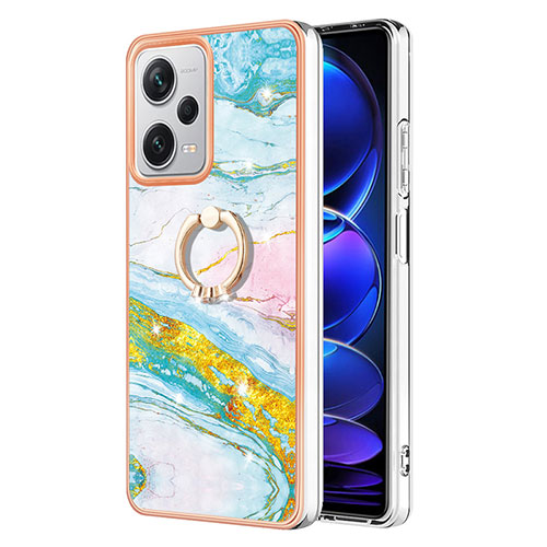 Silicone Candy Rubber Gel Fashionable Pattern Soft Case Cover with Finger Ring Stand YB5 for Xiaomi Redmi Note 12 Pro+ Plus 5G Colorful