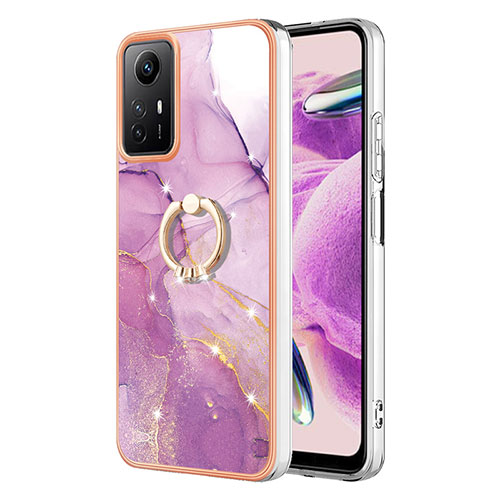 Silicone Candy Rubber Gel Fashionable Pattern Soft Case Cover with Finger Ring Stand YB5 for Xiaomi Redmi Note 12S Clove Purple