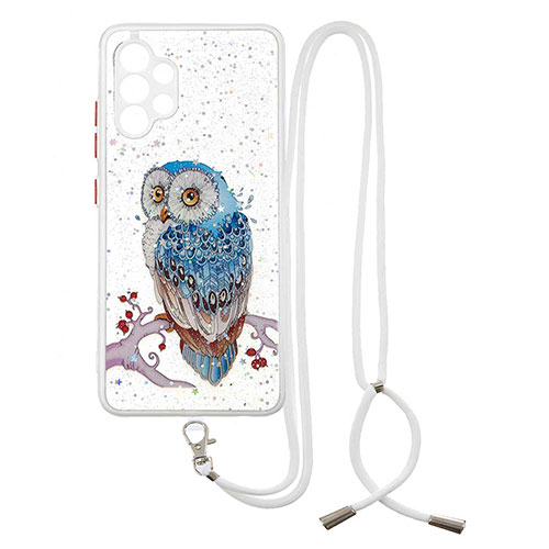 Silicone Candy Rubber Gel Fashionable Pattern Soft Case Cover with Lanyard Strap Y01X for Samsung Galaxy A32 4G Mixed