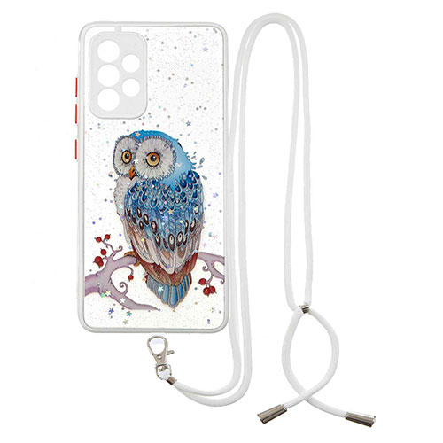 Silicone Candy Rubber Gel Fashionable Pattern Soft Case Cover with Lanyard Strap Y01X for Samsung Galaxy A72 4G Mixed