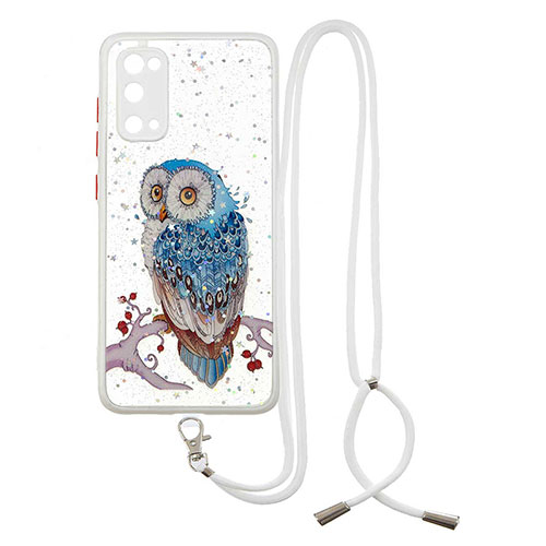 Silicone Candy Rubber Gel Fashionable Pattern Soft Case Cover with Lanyard Strap Y01X for Samsung Galaxy S20 5G Mixed