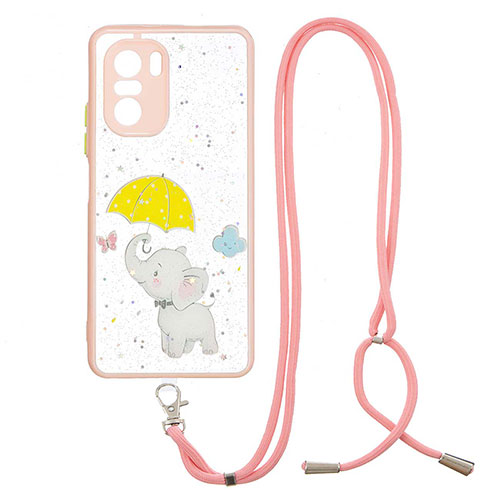 Silicone Candy Rubber Gel Fashionable Pattern Soft Case Cover with Lanyard Strap Y01X for Xiaomi Mi 11i 5G Yellow