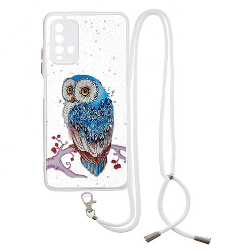 Silicone Candy Rubber Gel Fashionable Pattern Soft Case Cover with Lanyard Strap Y01X for Xiaomi Redmi 9T 4G Mixed