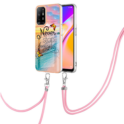 Silicone Candy Rubber Gel Fashionable Pattern Soft Case Cover with Lanyard Strap Y03B for Oppo A95 5G Mixed