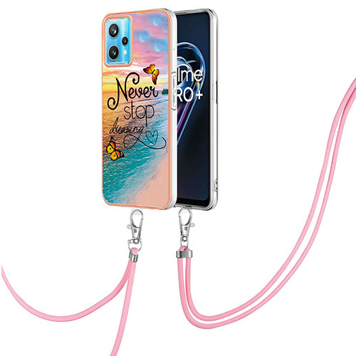 Silicone Candy Rubber Gel Fashionable Pattern Soft Case Cover with Lanyard Strap Y03B for Realme 9 5G Mixed