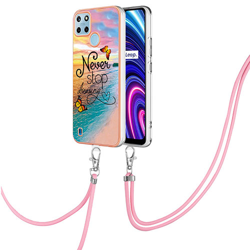 Silicone Candy Rubber Gel Fashionable Pattern Soft Case Cover with Lanyard Strap Y03B for Realme C21Y Mixed