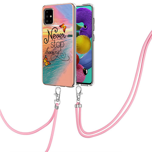 Silicone Candy Rubber Gel Fashionable Pattern Soft Case Cover with Lanyard Strap Y03B for Samsung Galaxy M40S Mixed