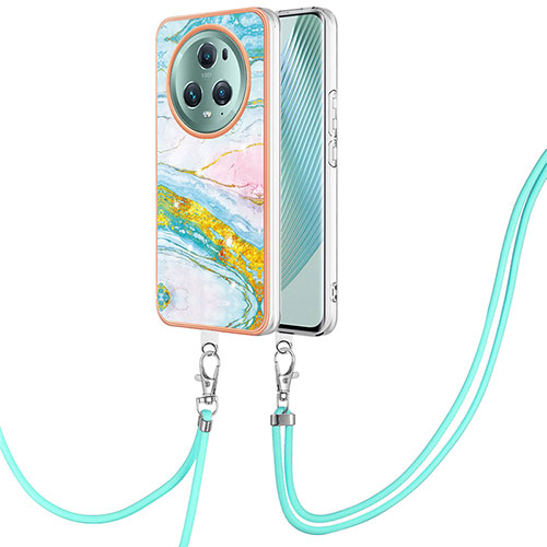 Silicone Candy Rubber Gel Fashionable Pattern Soft Case Cover with Lanyard Strap Y05B for Huawei Honor Magic5 Pro 5G Colorful