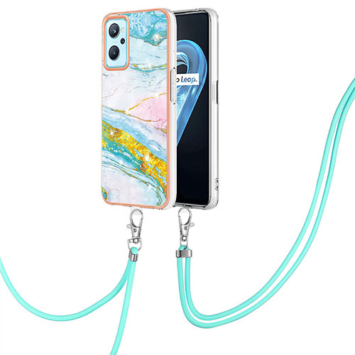 Silicone Candy Rubber Gel Fashionable Pattern Soft Case Cover with Lanyard Strap Y05B for Oppo K10 4G Colorful