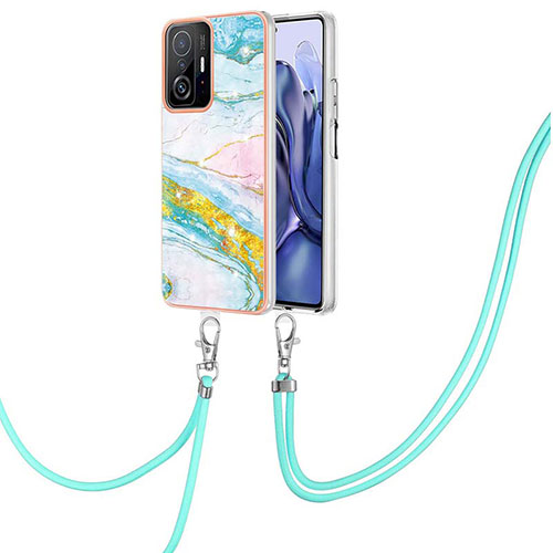 Silicone Candy Rubber Gel Fashionable Pattern Soft Case Cover with Lanyard Strap Y05B for Xiaomi Mi 11T 5G Colorful